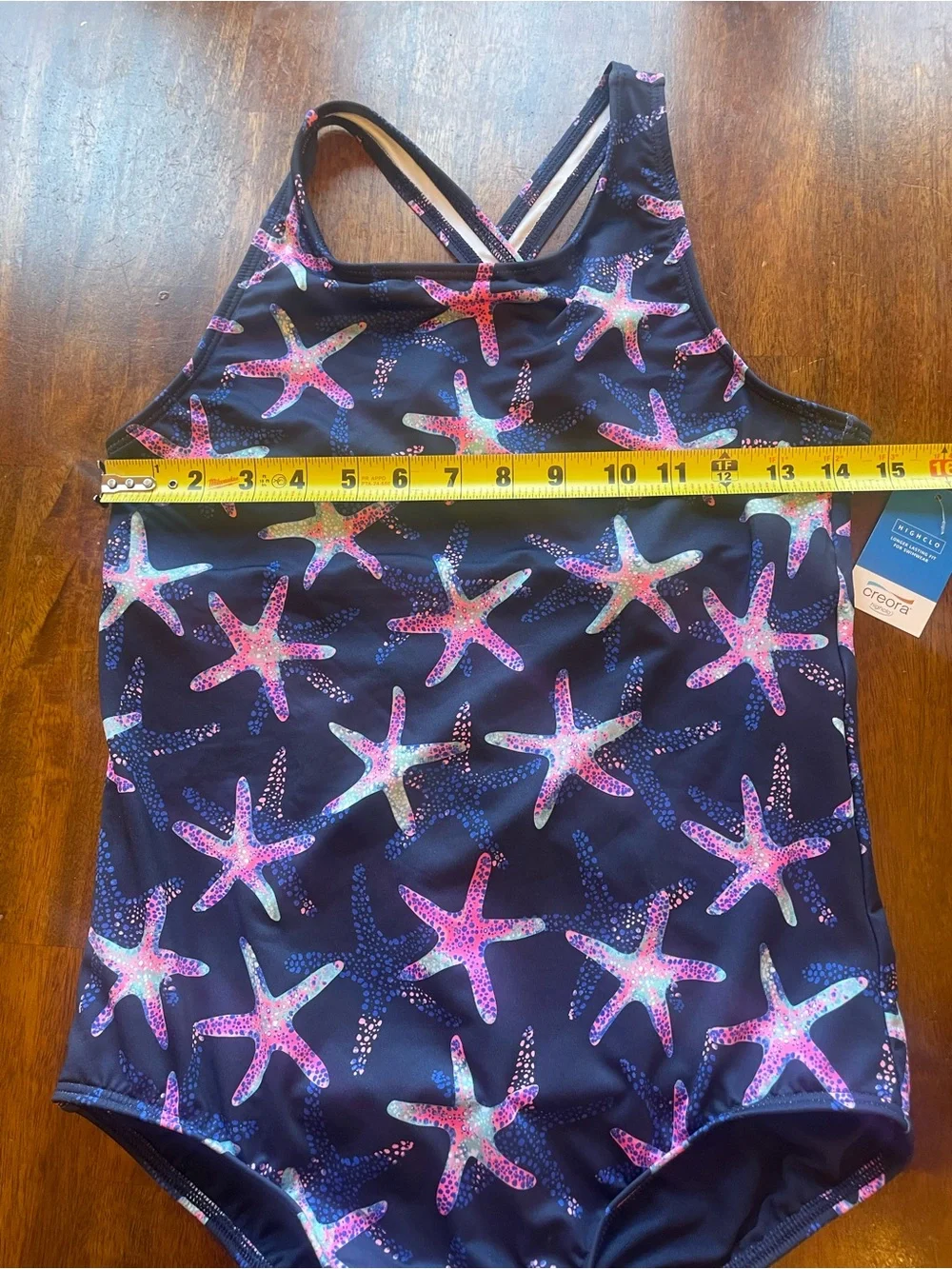 Lands End Girls Starfish One Piece Swimsuit Navy XL 14-16 NWT UPF 50